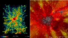 side by side images of galaxy clusters.