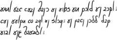 Sample text in Saturnian (cursive)