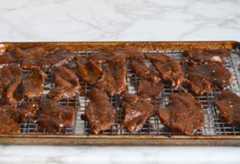 marinated beef on wire rack