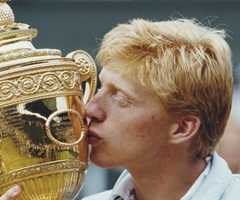 Golden days: 17-year-old Boris Becker celebrates as Wimbledon men’s singles champion