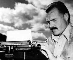 Outdoors man Hemingway taps out his thoughts. Photo: Sunvalleymag