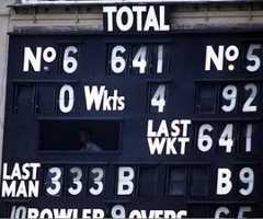 Sign of a record: the scoreboard at Lord's after Gooch was bowled out for 333. Photo: Getty Images