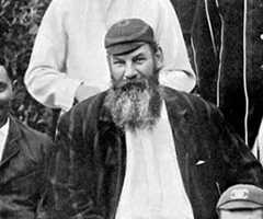 WG Grace, bearded, centre, leads the 'Gentlemen' in a match against the 'Players' at Lord's in 1899