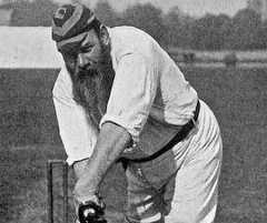 Legendary cricketer WG Grace plays forward with his typical straight bat in 1878