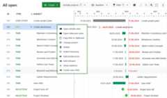 Quick context menu in OpenProject Gantt chart work packages view