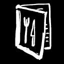 Icon of a menu with a fork and knife on the cover.