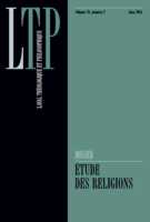 Laval théologique et philosophique Laval théologique et philosophique