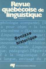 Revue québécoise de linguistique Revue québécoise de linguistique