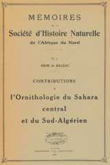 Mémoires de la Société d'Histoire Naturelle de l'Afrique du Nord Mémoires de la Société d'Histoire Naturelle de l'Afrique du Nord