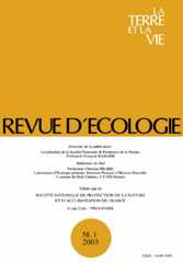 Revue d'Écologie (La Terre et La Vie) Revue d'Écologie (La Terre et La Vie)