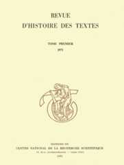 Revue d'Histoire des Textes Revue d'Histoire des Textes