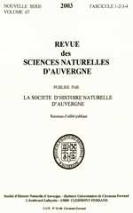 Revue des sciences naturelles d'Auvergne Revue des sciences naturelles d'Auvergne
