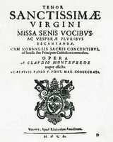 К. Монтеверди. Вечерня Св. Девы Марии. Венеция, 1610. Титульный лист
