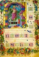 Пасхальный интроит «Resurrexi et adhuc tecum sum». Градуал с миниатюрами Гульельмо Джиральди. Ок. 1468 г. (Ferrara. Museo di Schifanoia. Graduale N. OA. 1343. Fol. 1)