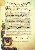 «Аллилуия» в службе сщмч. Лаврентию и интроит «Gaudeamus omnes» в мессе на Вознесение. Францисканский Градуал. XV в. (Trento. Castello del Buonconsiglio. Bibl. L. Feininger. FC. 84. P. 21)