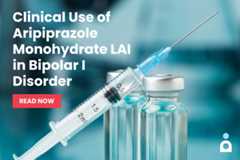 Figure. Image of a syringe on two vials highlights aripiprazole monohydrate LAI clinical use in Bipolar I Disorder.