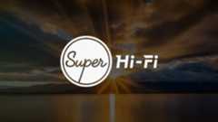 Super Hi-Fi Logo with tropical background