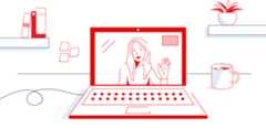 Illustration of a friendly person on a laptop screen