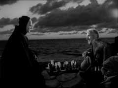 Block challenges Death to a game of chess.