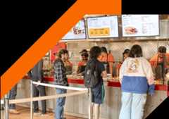 Students in line ordering food at the Cantina and Grille.