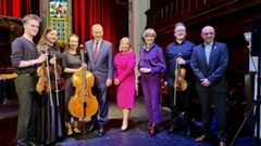 Staff and musicians - Meliora Quartet - pictured with Taoiseach after performance at Triskel Arts Centre Cork City Staff and musicians - Meliora Quartet - pictured with Taoiseach after performance at Triskel Arts Centre Cork City