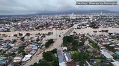 Aerial footage shows Hat Yai in Thailand submerged by floods