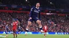 Couhaib Driouech of PSV Eindhoven celebrates after scoring their 3rd goal during the UEFA Champions League 2025/26 League Phase MD5 match between Liverpool FC and PSV Eindhoven at Anfield on November 26, 2025 in Liverpool, England. Couhaib Driouech of PSV Eindhoven celebrates after scoring their 3rd goal during the UEFA Champions League 2025/26 League Phase MD5 match between Liverpool FC and PSV Eindhoven at Anfield on November 26, 2025 in Liverpool, England.