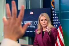 White House Press Secretary Karoline Leavitt holds her first news conference in the Brady Press Briefing Room at the White House on January 28, 2025 in Washington, DC. (Chip Somodevilla/Getty Images)