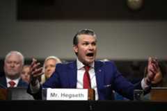 U.S. President-elect Donald Trump's nominee for Secretary of Defense Pete Hegseth testifies during his Senate Armed Services confirmation hearing on Capitol Hill on January 14, 2025 in Washington, DC. (Andrew Harnik/Getty Images)