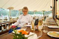 Restaurateur Dame Prue Leith poses for a portrait as she prepares to host a long table banquet during Wilderness Festival at Cornbury Park. (Photo by Jim Dyson / Getty Images)