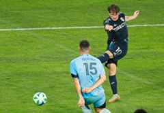 SUT-L-sdfc-1125-009 San Diego, CA – November 24: Anders Dreyer #10 of San Diego FC scores past Michael Boxall #15 of Minnesota United in the Western Conference Semifinals of the 2025 MLS Cup Playoffs at Snapdragon Stadium on November 24, 2025 in San Diego, CA. (K.C. Alfred / The San Diego Union-Tribune)