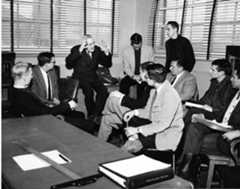 Warren K. Lewis teaching at MIT’s School of Chemical Engineering Practice at the Bayway Refinery of Standard Oil Company of New Jersey. 