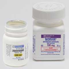 various bottles of HIV drugs