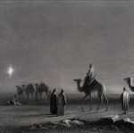 Etoile de Bethléem Représentation des rois mages suivant l'étoile de Bethléem dans le désert de Judée.