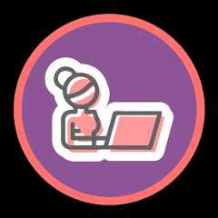 Icono de una mujer en frente de un computador