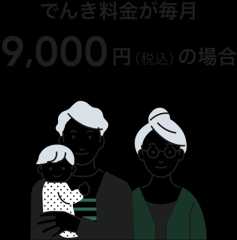 でんき料金が毎月9,000円（税込）の場合