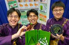 ISEF 2023 Grand Award Winners: Teepakorn Keawumdee, 17; Pannathorn Siri, 15; and, Poon Trakultangmun, 18, of Bangkok, Thailand