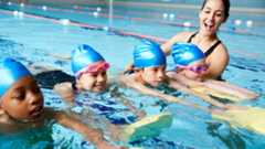 image of young female children in swimming lessons