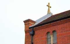 The original chapel, note the drain hopper dated 1929 -