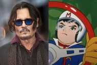 A split featuring Johnny Depp and Speed Racer.
