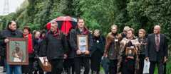 Manuhiri (guests) arrive at a pōwhiri, Papawai marae, 2012