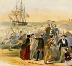 Settlers on the beach