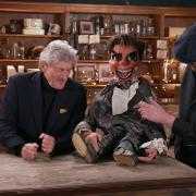 Nigel Havers and Simon Bower inspect ventriloquist doll Tony