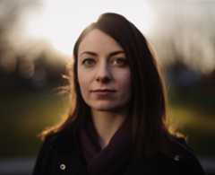 young woman park background