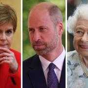 From left: Nicola Sturgeon, Prince William, and the late Queen Elizabeth
