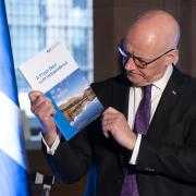 First Minister John Swinney pictured at the National Galleries of Scotland, in Edinburgh for the launch of a new independence paper
