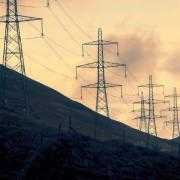Electricity pylons on the A9 at the Drumochter Pass