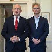 Defence Secretary John Healey (left) and the CEO of software company Palantir Technologies Alex Karp