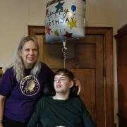George Rabbett-Smith with mum Hilary at home in Bowes on his 20th birthday