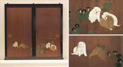 朝顔狗子図杉戸 円山応挙筆 江戸時代・天明4年(1784)